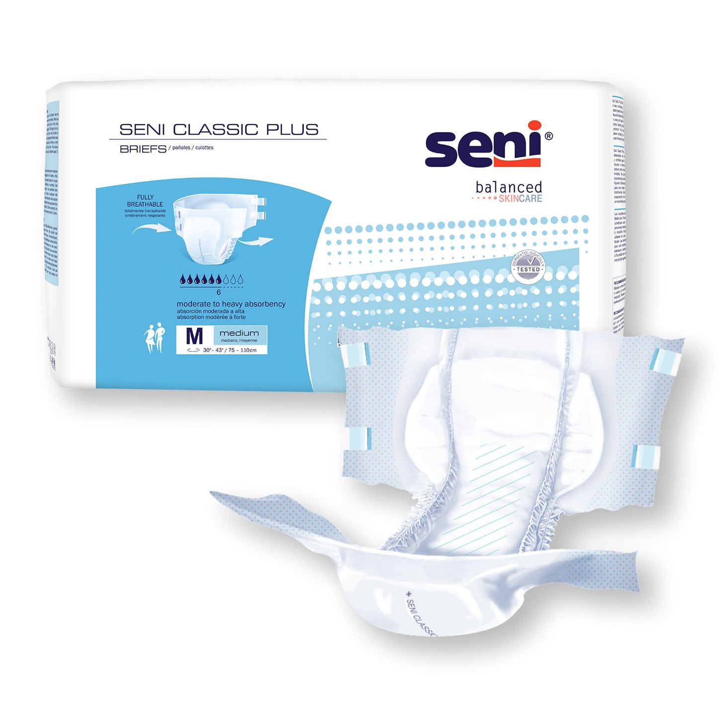 BRIEF, INCONT SENI CLASSIC PLUS MED 30"-43" (25/PK 4PK/CS)