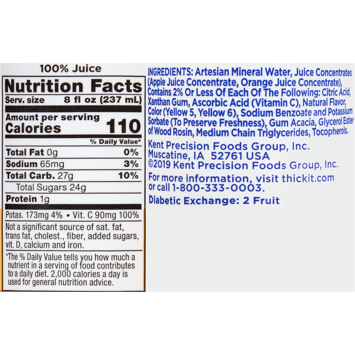 THICK-IT, CLEAR ADV ORG JUICE MILD/NECTAR 8OZ (24/CS)