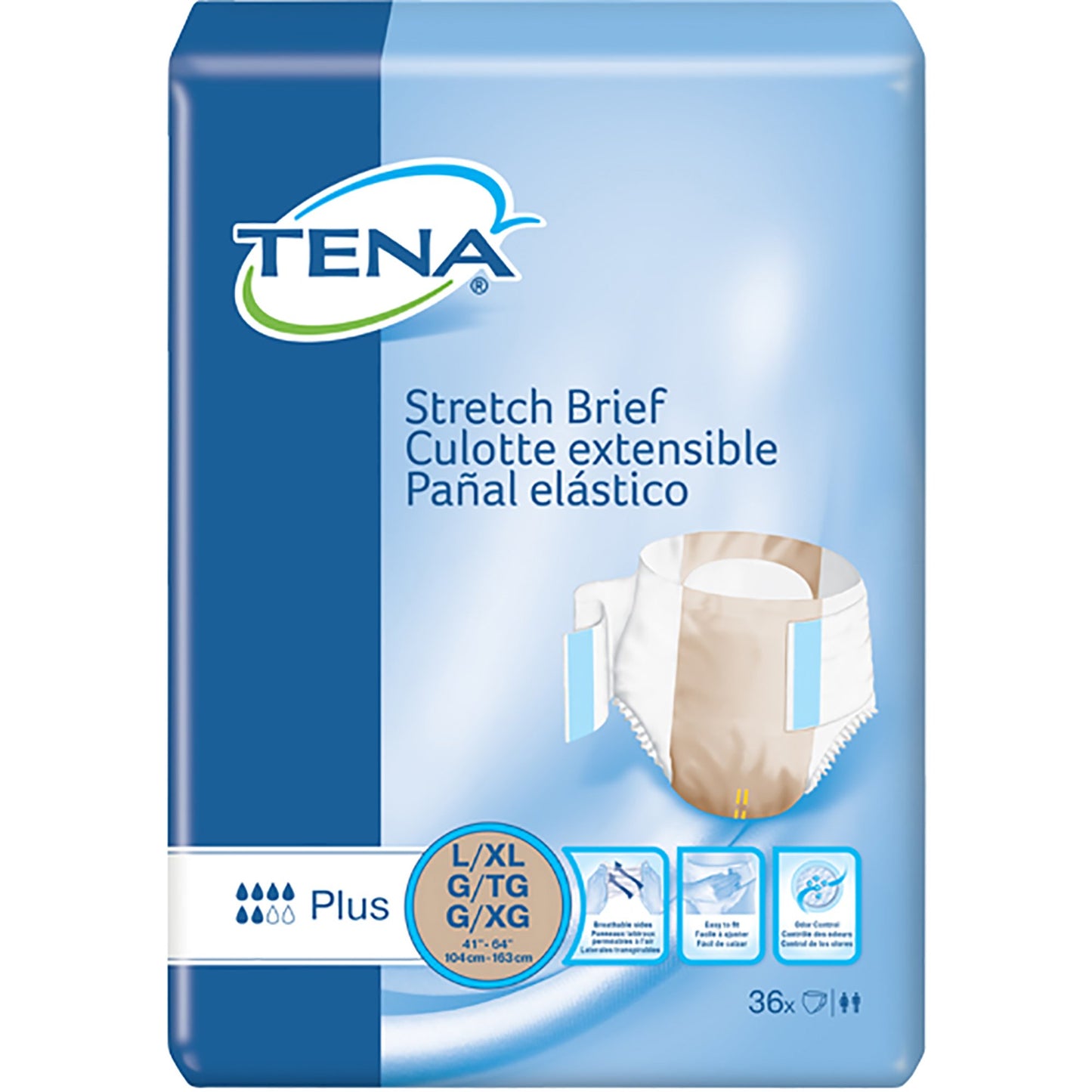 BRIEF, TENA STRETCH PLUS LG/XLG (36/PK 2PK/CS)