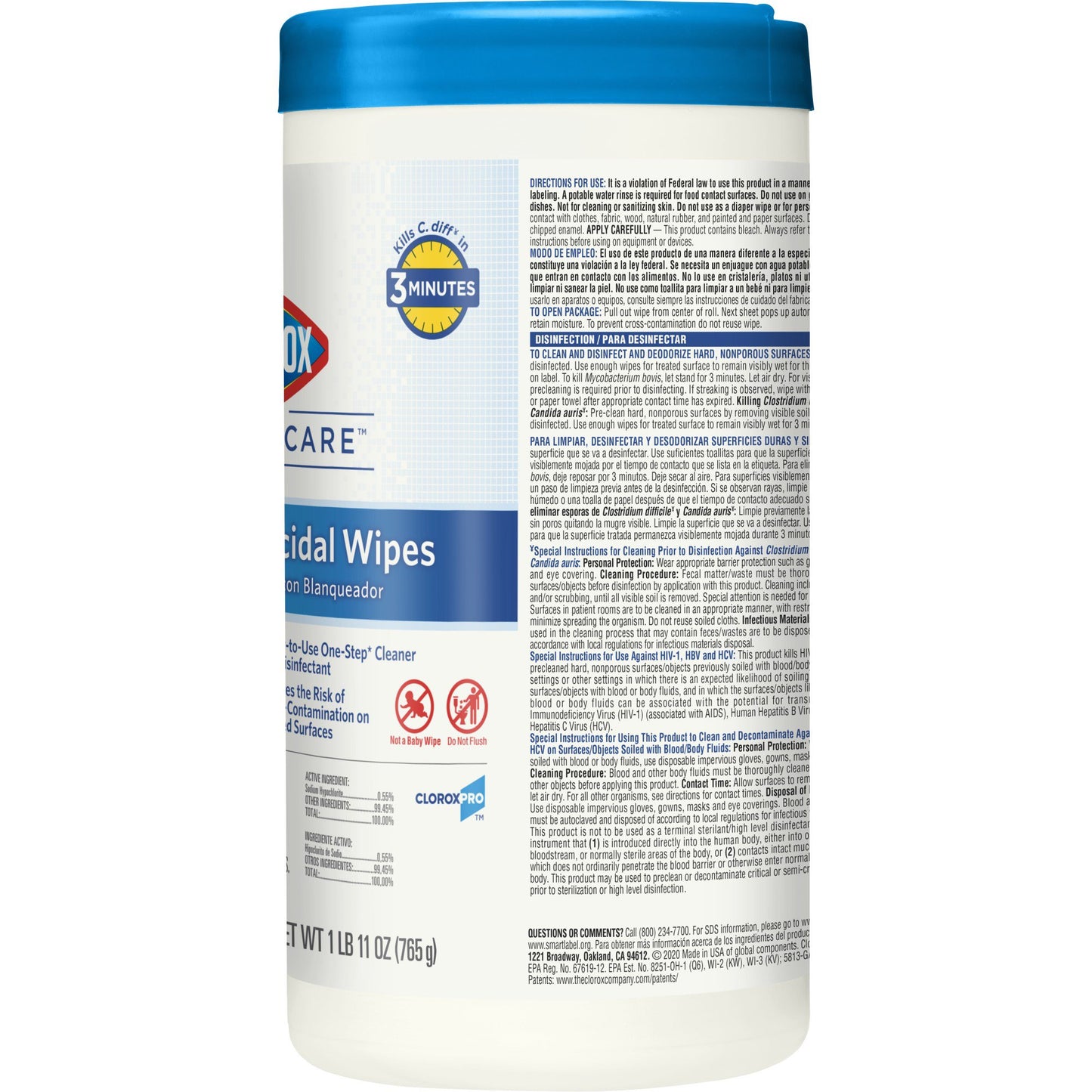 WIPE, CLOROX GERMICIDAL 5X6 (150/PK 6PK/CS) SALFLD
