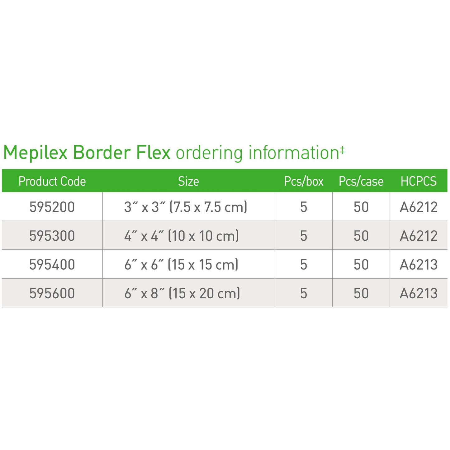 DRESSING, BORDER MEPILEX FLEX 4"X4" (5/BX 10BX/CS)