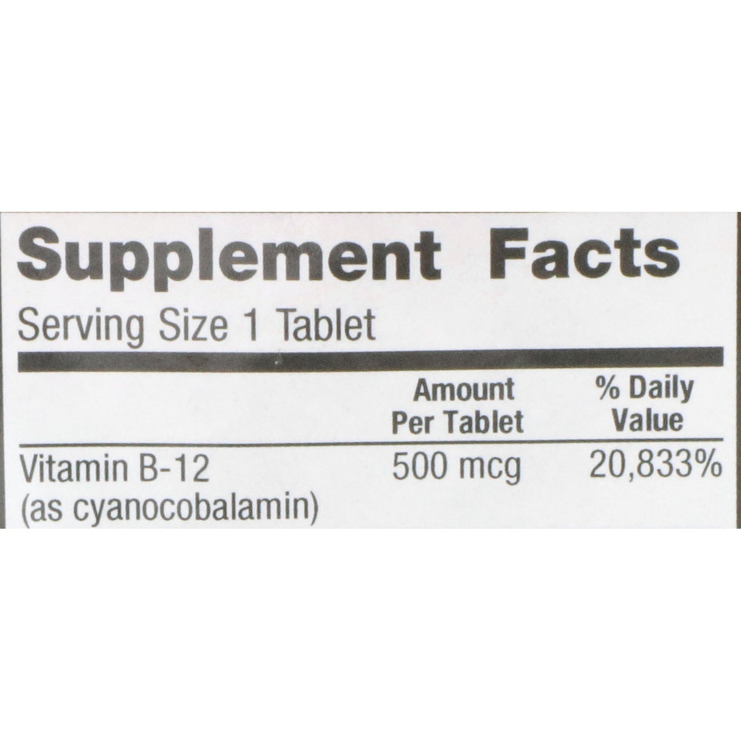 VITAMIN B-12, TAB 500MCG (100/BT 12BT/CS)