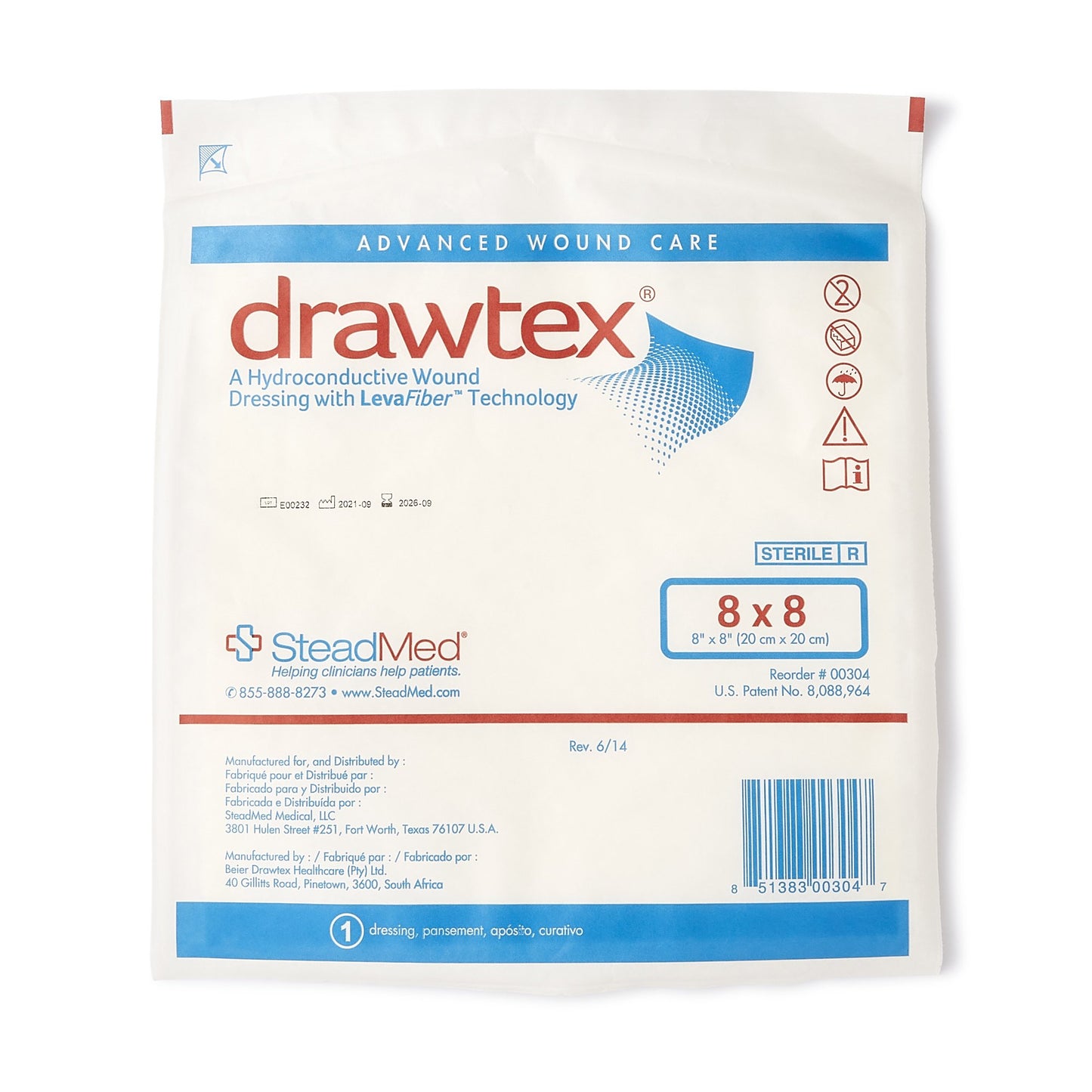 DRESSING, WND W/ LEVA FEBER 8X8 (10/BX) SWISAM