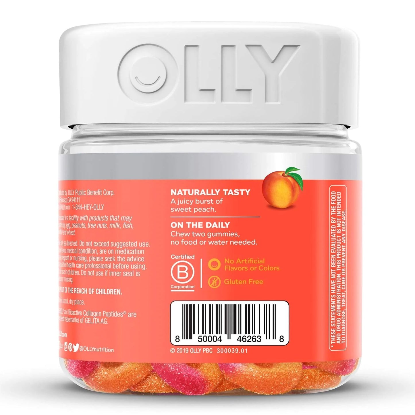 OLLY, GUMMY COLLAGEN RINGS PEACH (30/BT)