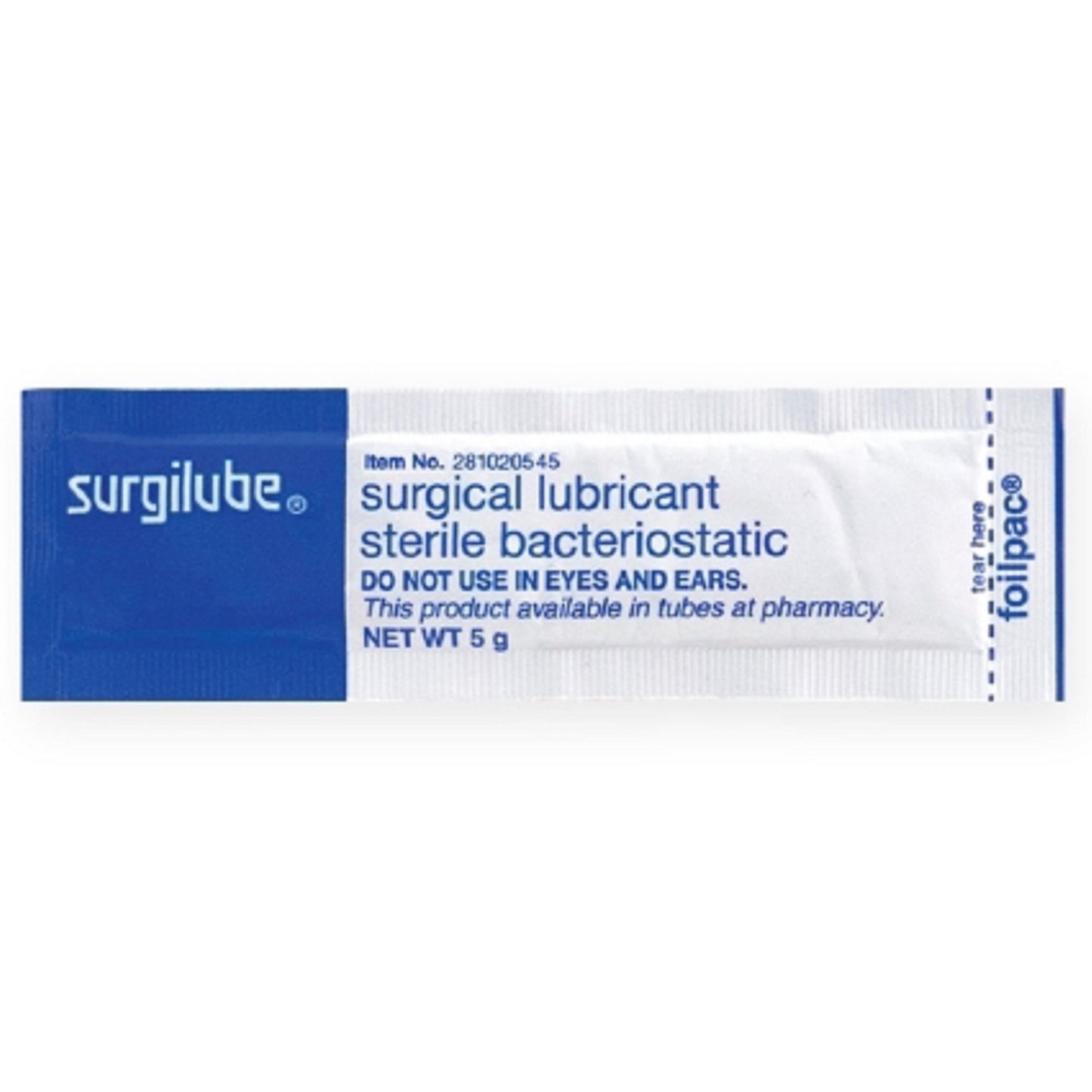 LUBRICATING JELLY, SURGILUBE 5GM FOIL PK (144/BX 6BX/CS)