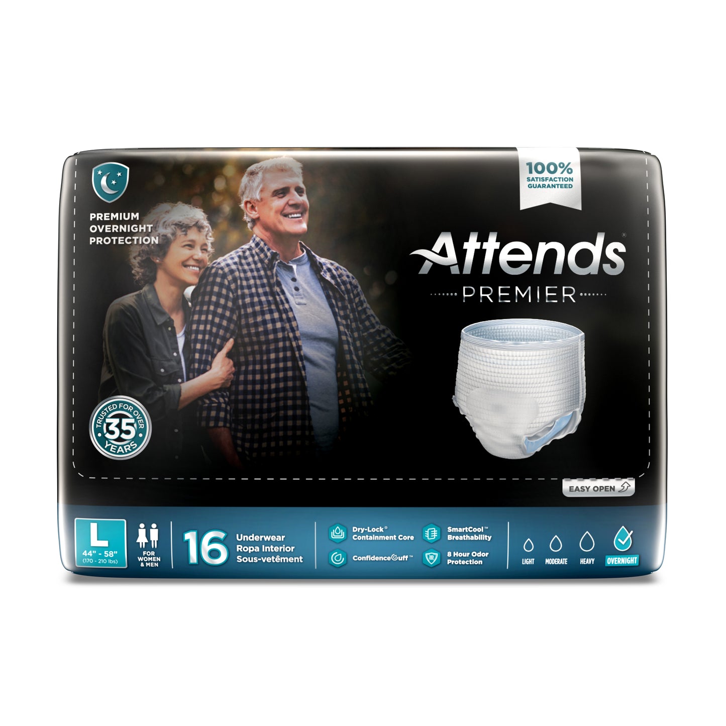 UNDERWEAR, INCONT ATTENDS PREMIER LG (16/BG 4BG/CS)