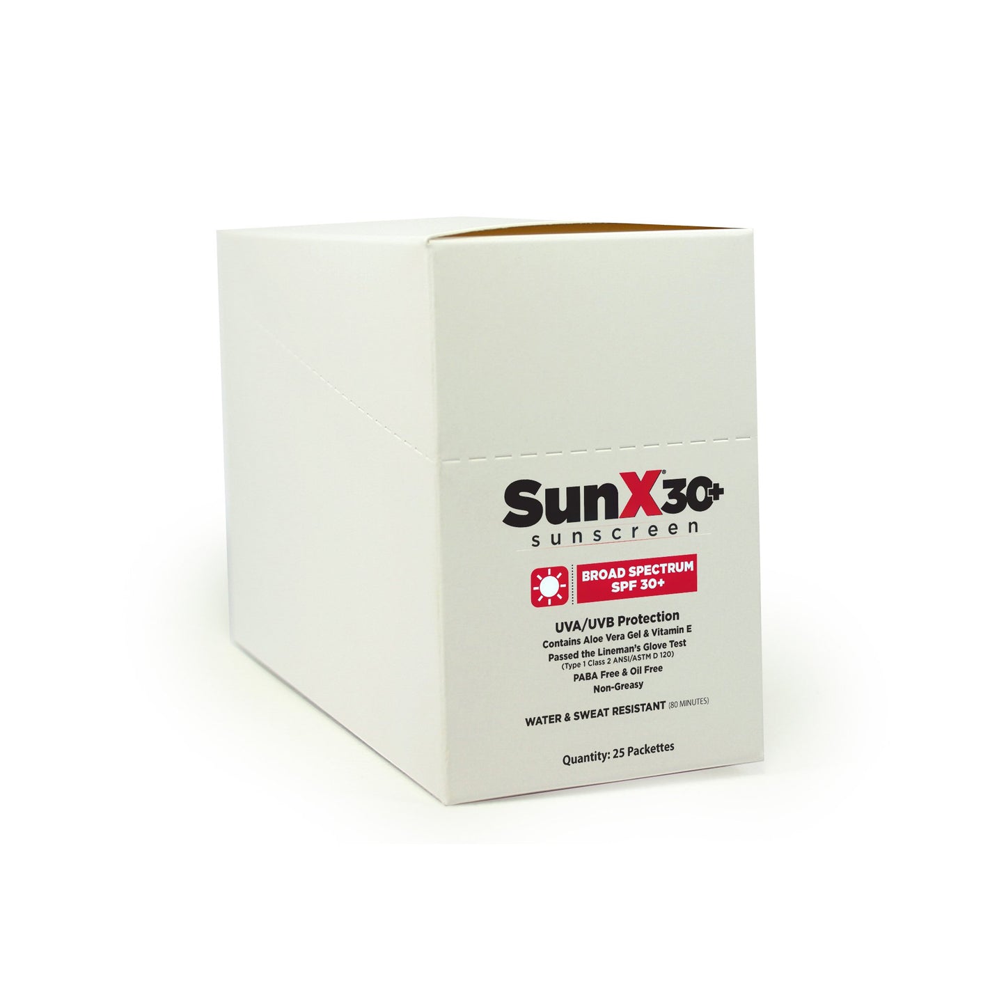 SUNSCREEN, SUN X SPF30+ SNGL DOSE W/DISP BOX (25/BX 8BX/CS)