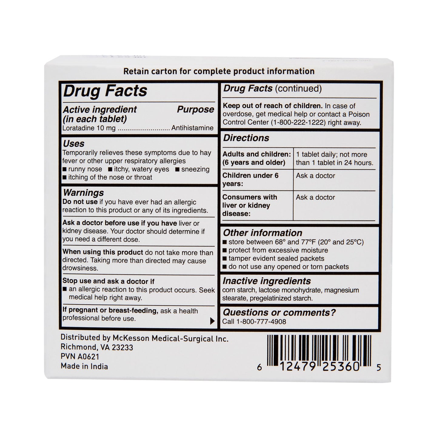 LORATADINE, TAB 10MG (50/BX 24BX/CS)