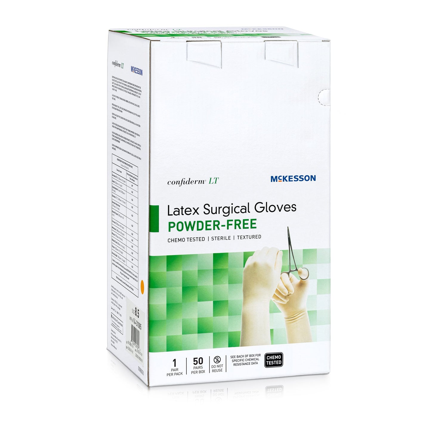 GLOVE, SURG CONFIDERM LT LTX 8.5 STR2 TXT (50PR/BX 4BX/CS)