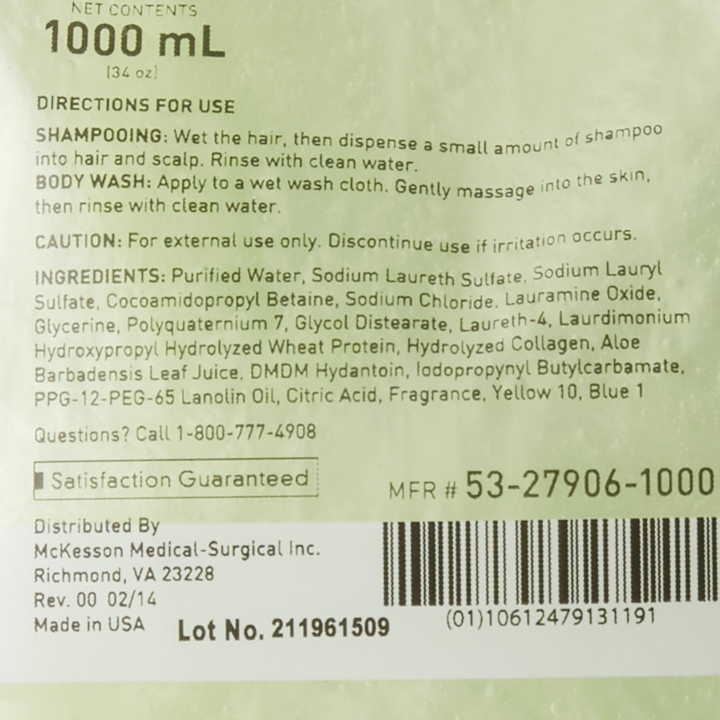 SHAMPOO, HAIR/BODY COND CUCUM DISC 1000ML (10/CS)