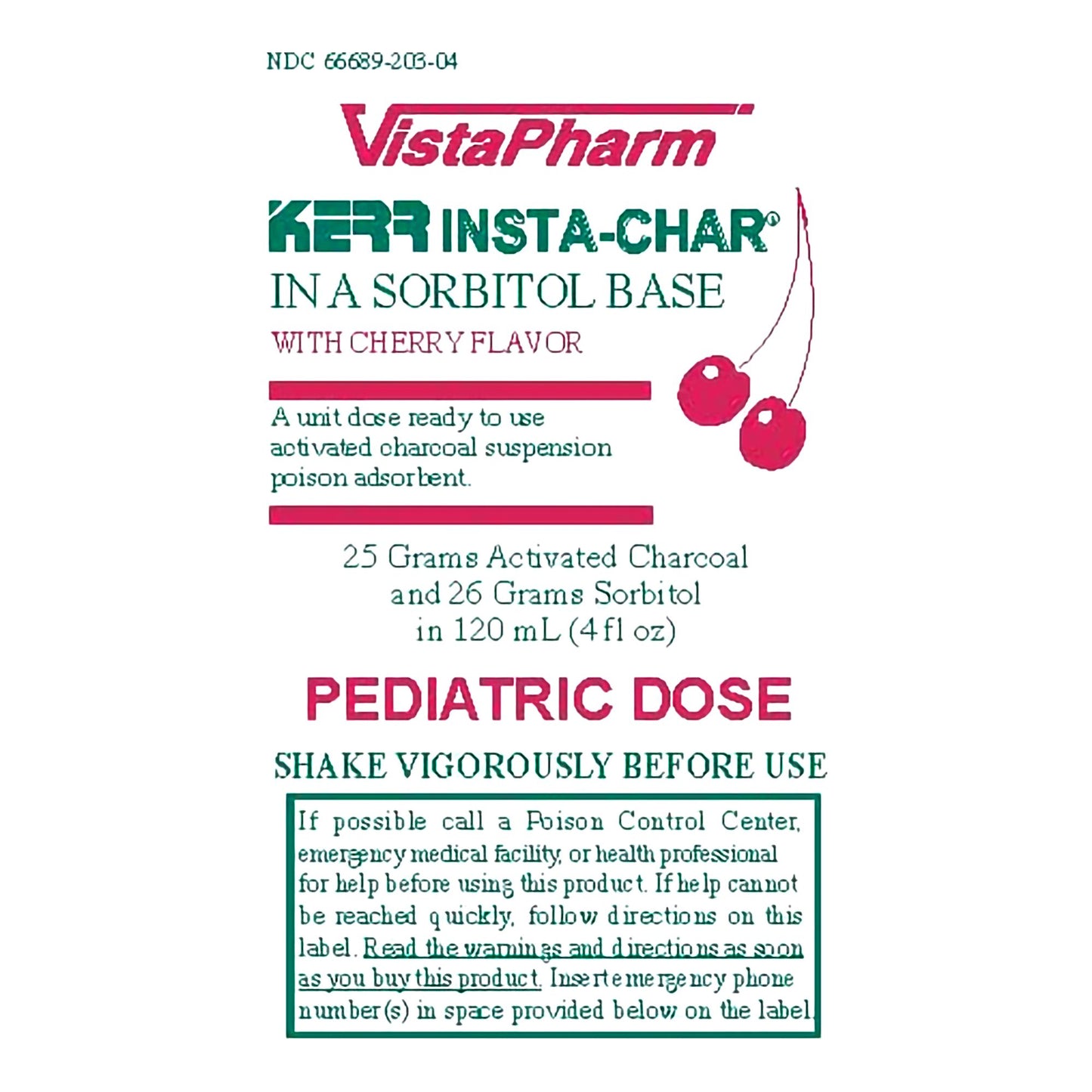 INSTA-CHAR SORBITOL, SUSP PED CHERRY 25MG/4OZ 4OZ