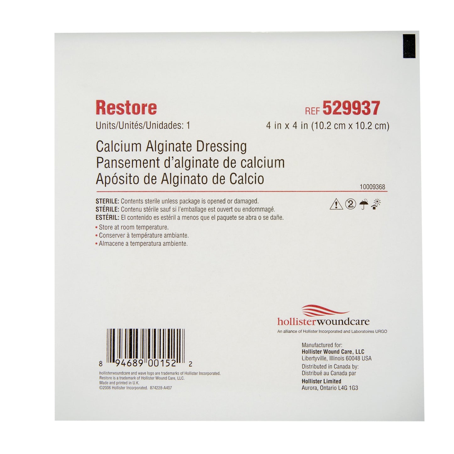 DRESSING, WND CAL ALGIN STR 4X4 (10/BX)