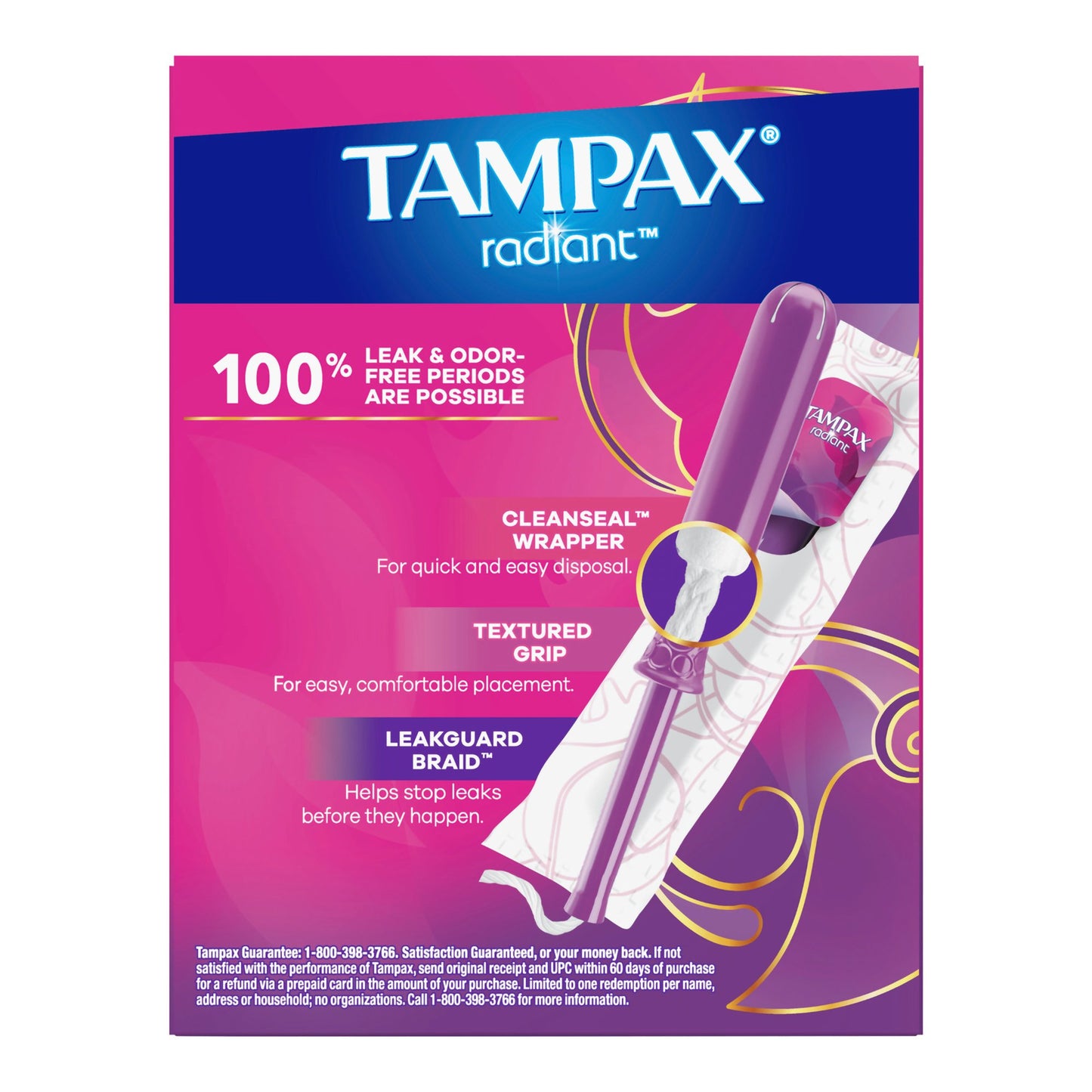 TAMPON, TAMPAX RADIANT APPL REG UNSCNTD (14/BX)