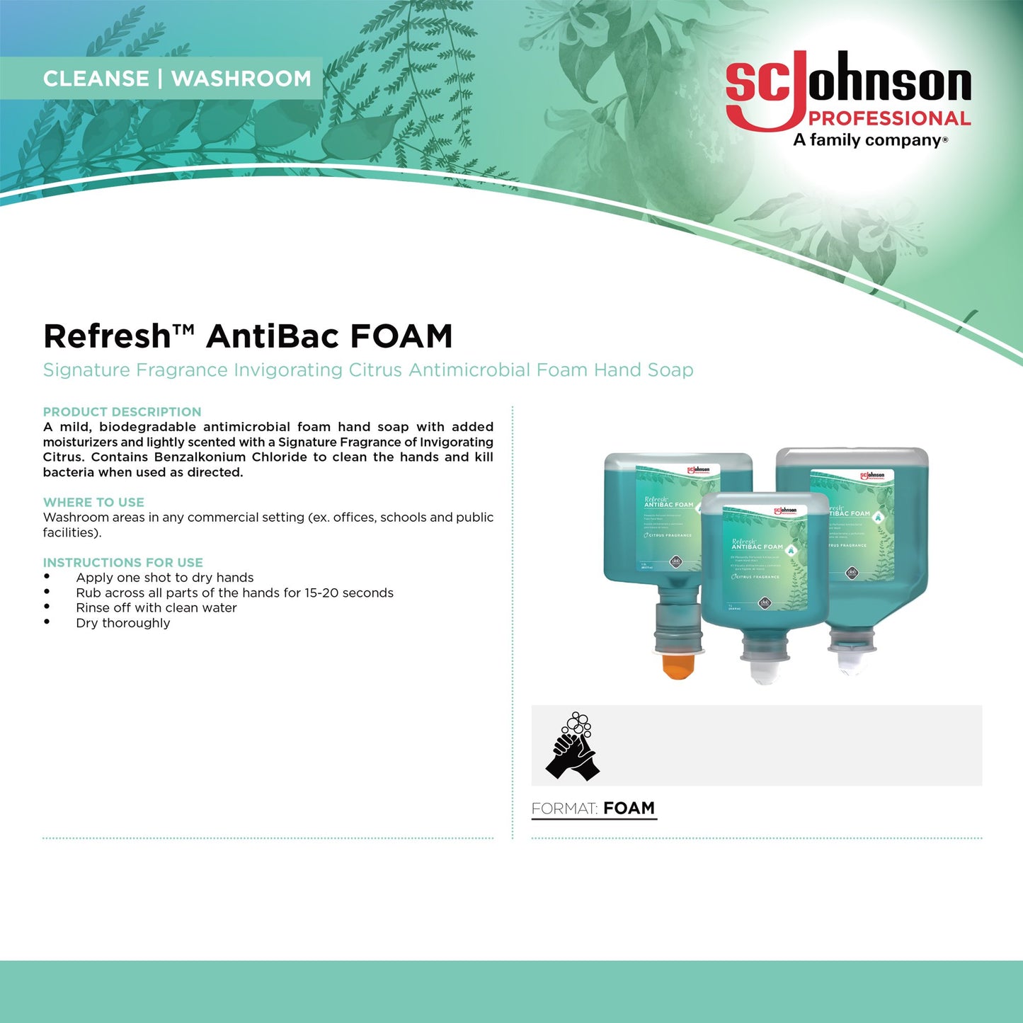 SOAP, HAND FOAM ANTIBACTERIAL 1L (6/CS)