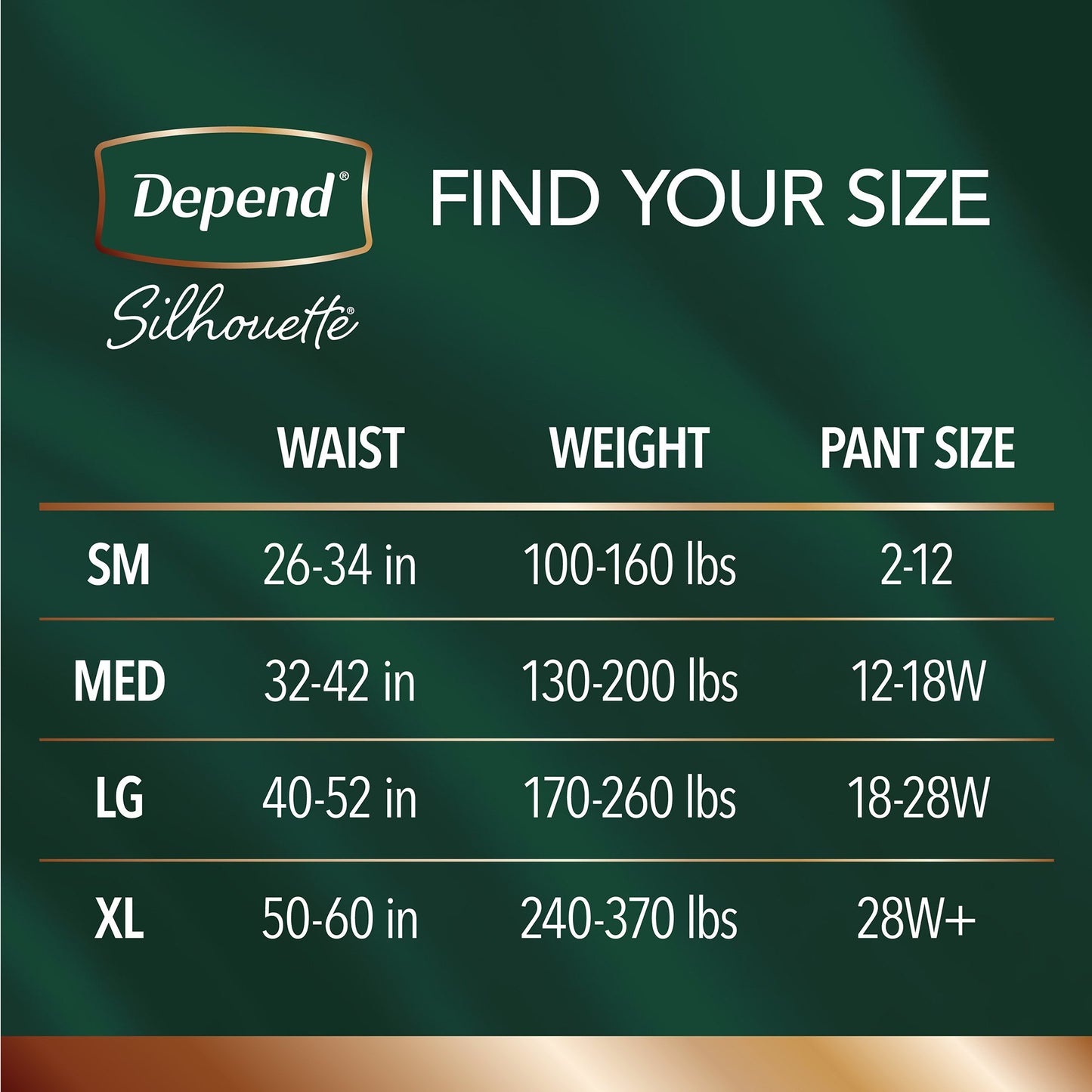 UNDERWEAR, DEPEND SILHOUETTE MAX ABSRB FML LG (12/PK 2PK/CS)