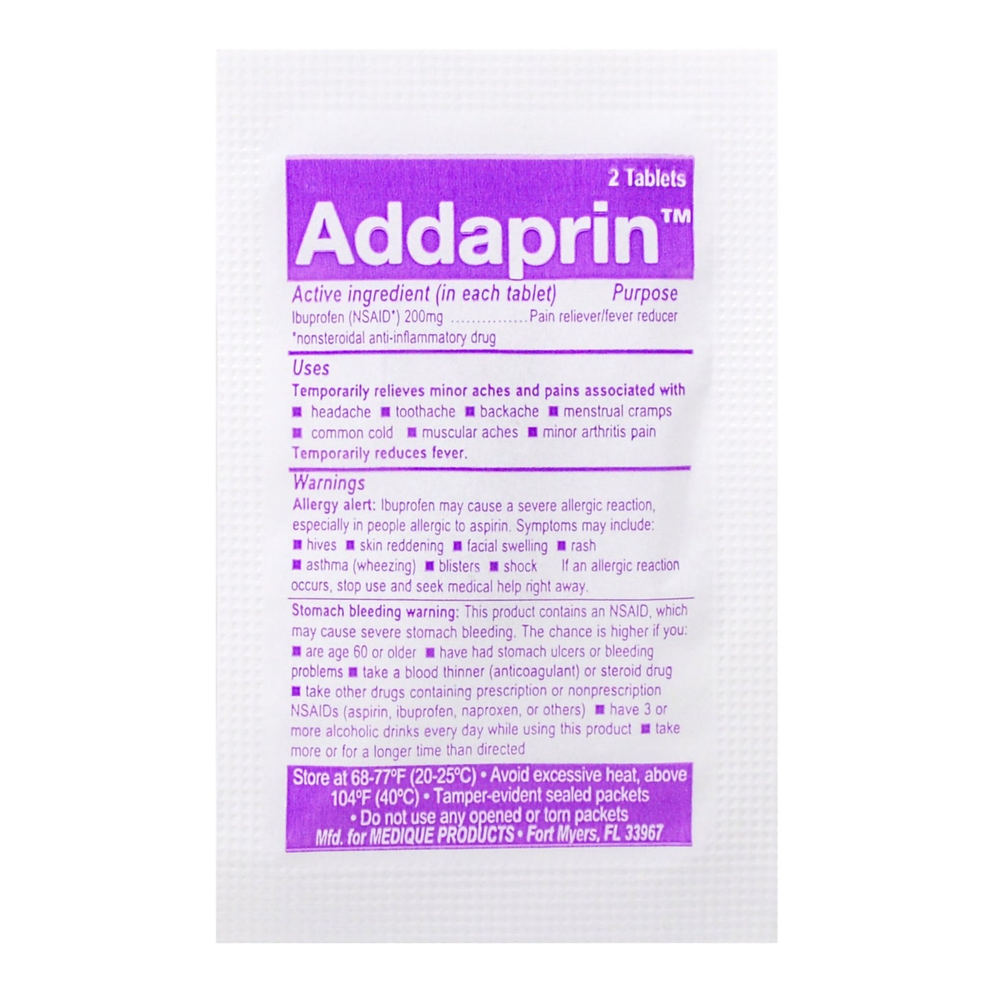 ADDAPRIN IBUPROFIN, TAB 200MG (2/PK 250PK/BX)