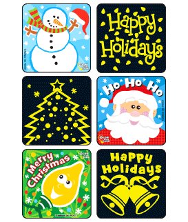 STICKER CHRISTMAS GLOW ROLL 90/BX GLOW IN THE DARK