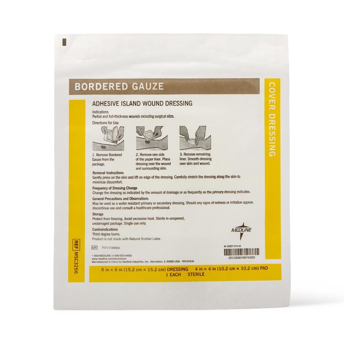 GAUZE, BORDERED STR 6"X6" (15/BX 10BX/CS)