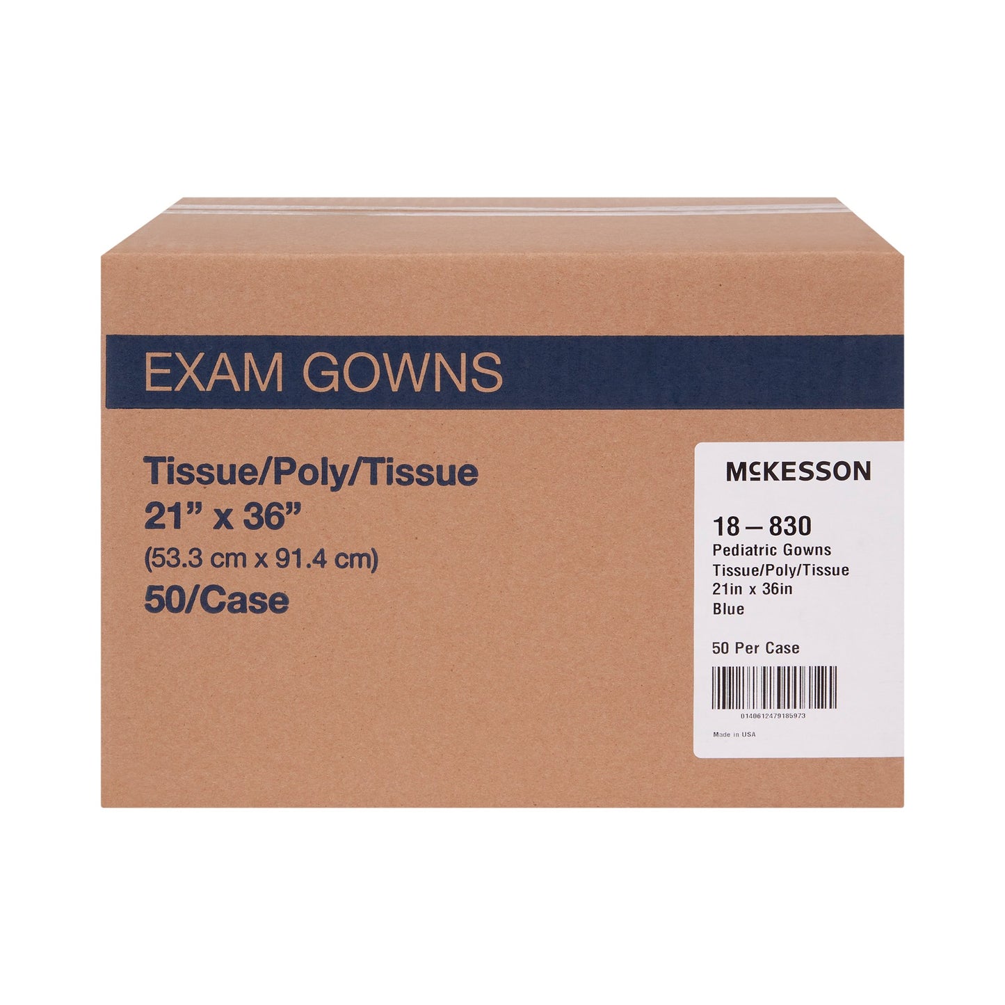 GOWN, EXAM T/P/T PED F/B OPN BLU 21X36 (50/CS)