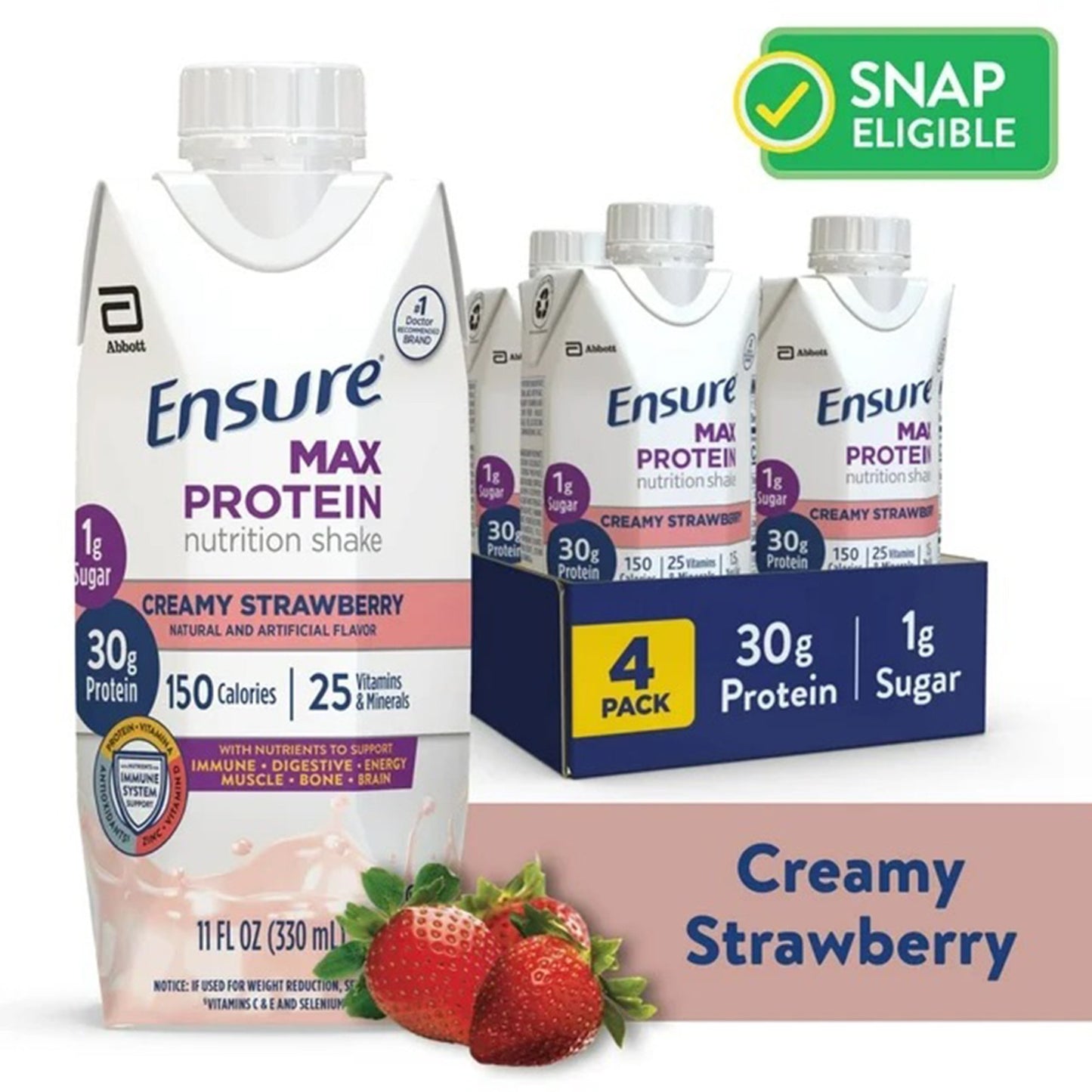 ENSURE, MAX PROTEIN STRWBRY 330ML (4BT/PK 3PK/CS)