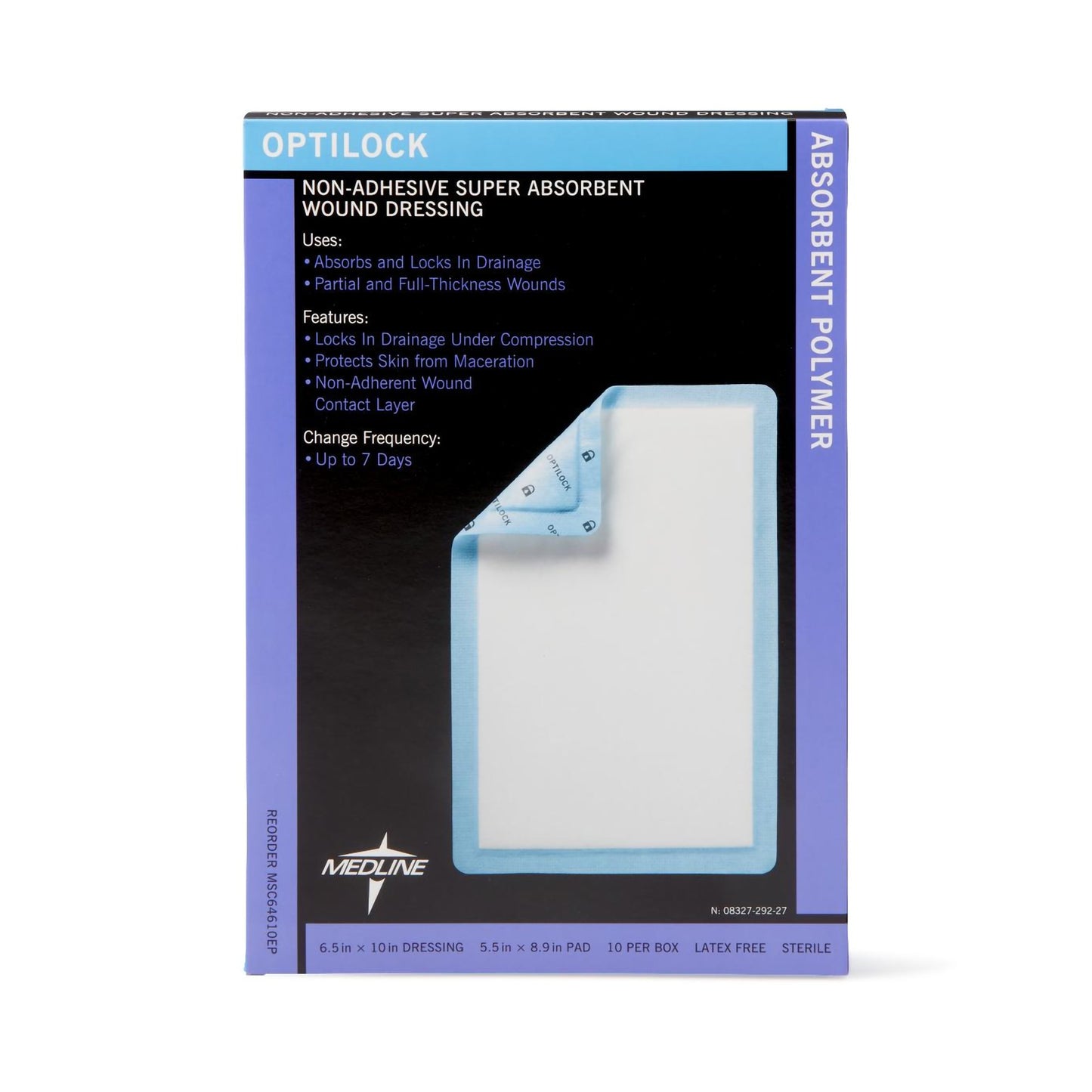 DRESSING, WND OPTILOCK N/ADH 61/2X10" (10/BX 5BX/CS)