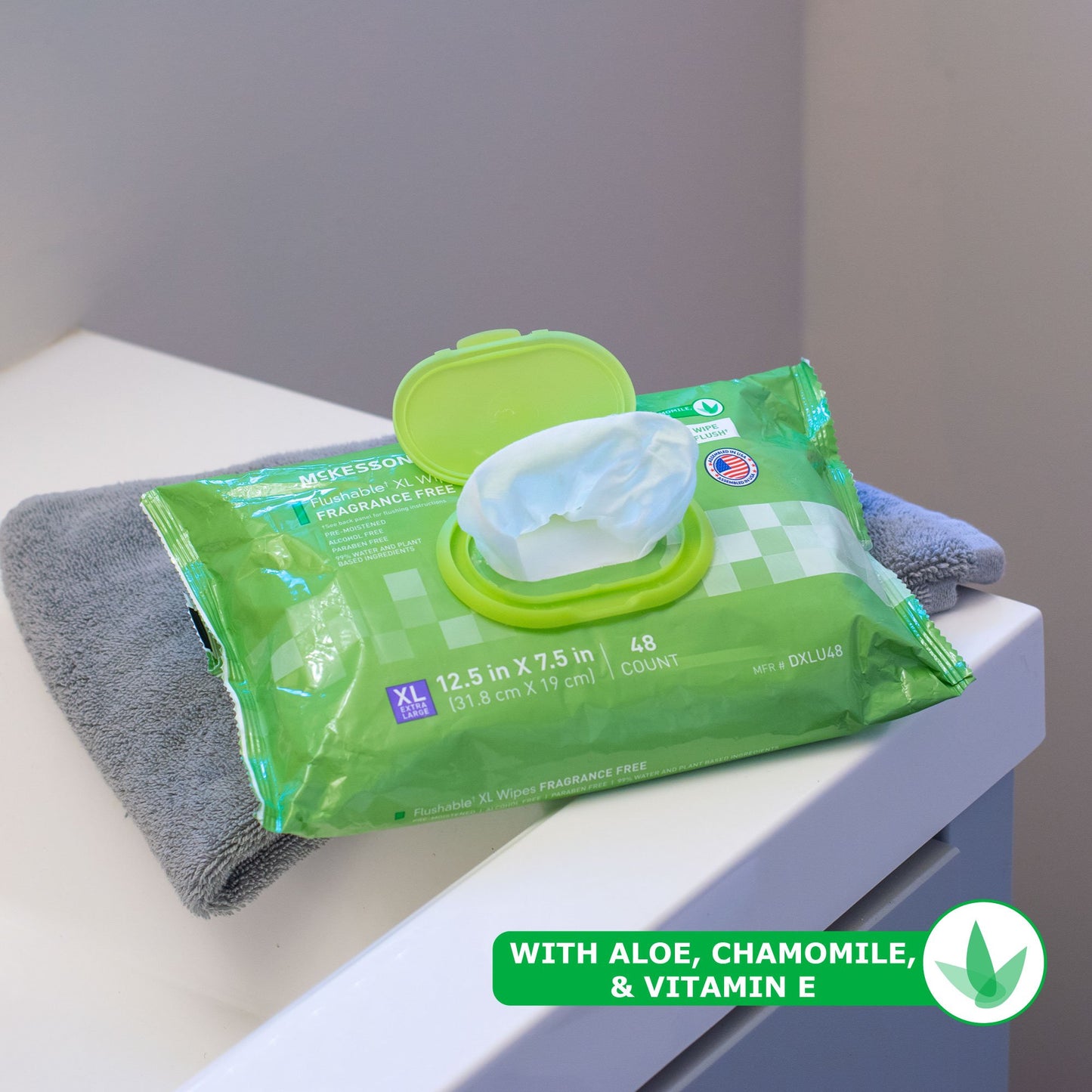 WIPE, WET FLUSHABLE XL UNSCNTDSFT PK W/LID (48/PK 12PK/CS)