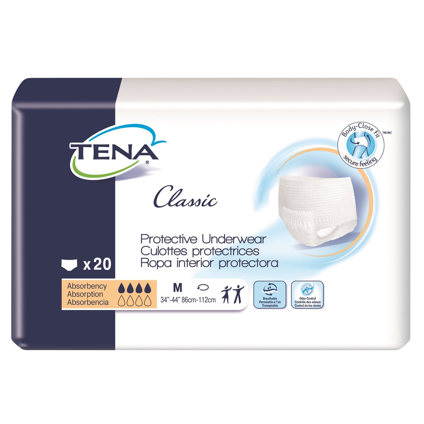 UNDERWEAR, TENA CLASSIC PROTECTIVE MED (20/PK 4PK/CS)