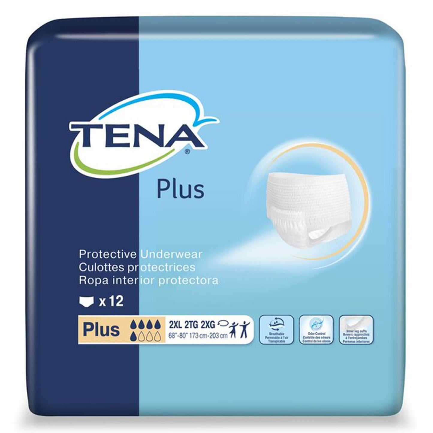 UNDERWEAR, TENA PROTECTIVE PLUS 2XLG (12/BG 4BG/CS)