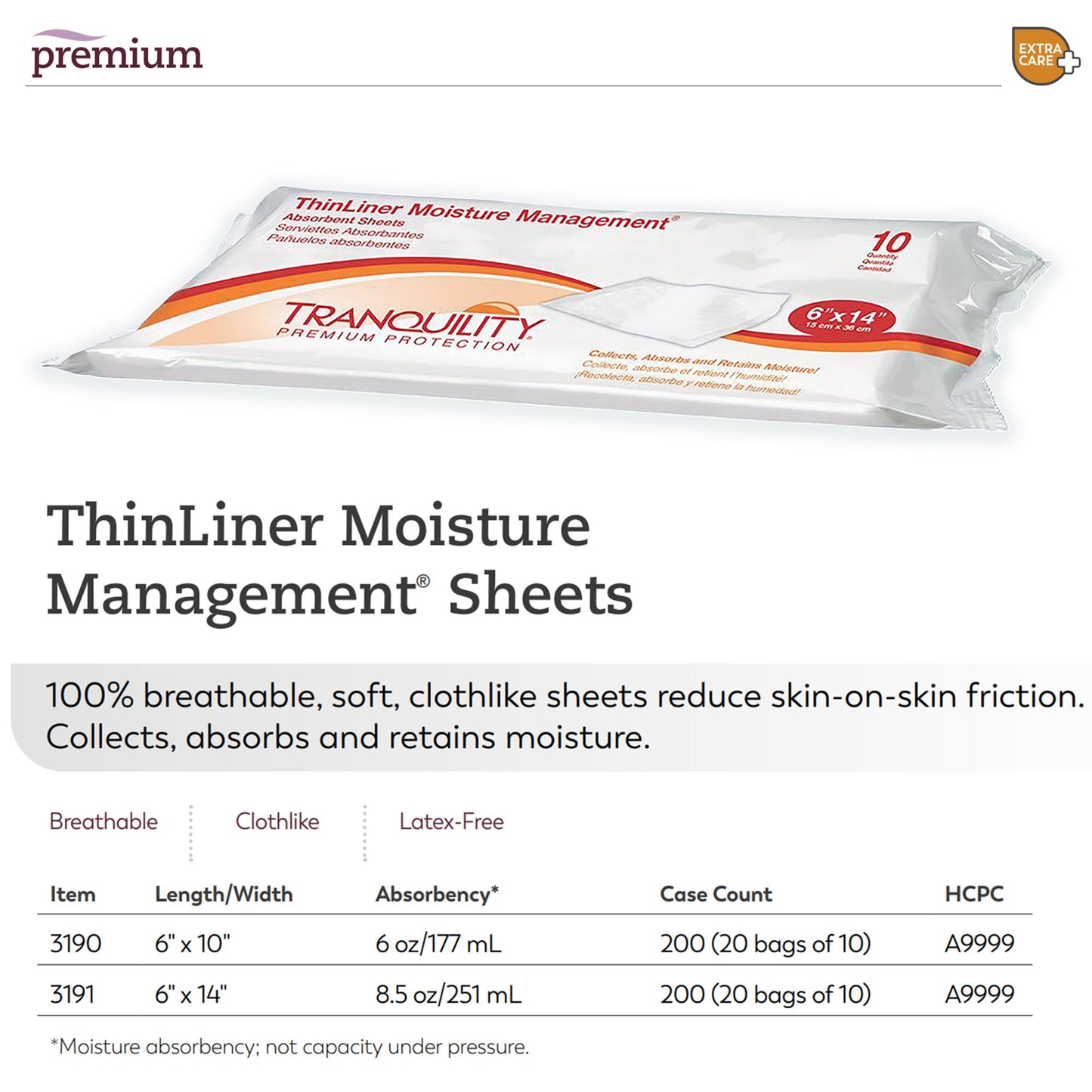 SHEET, ABSRB TRANQUILITY THINLINER DISP 6"X14" (10/PK 20PK/C