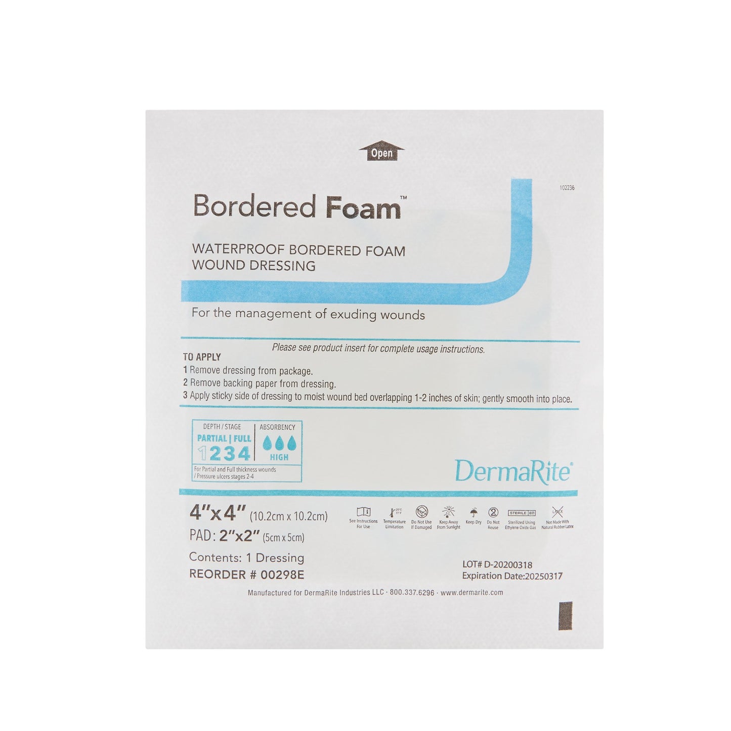 DRESSING, BORDERED FOAM 4X4 (10/BX)