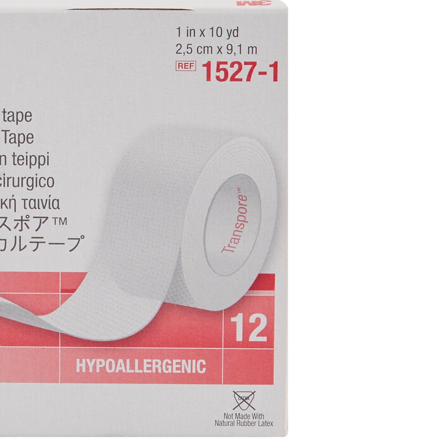 TAPE, ADHSV TRANSPORE 1"X10YDS(12RL/BX) 3M