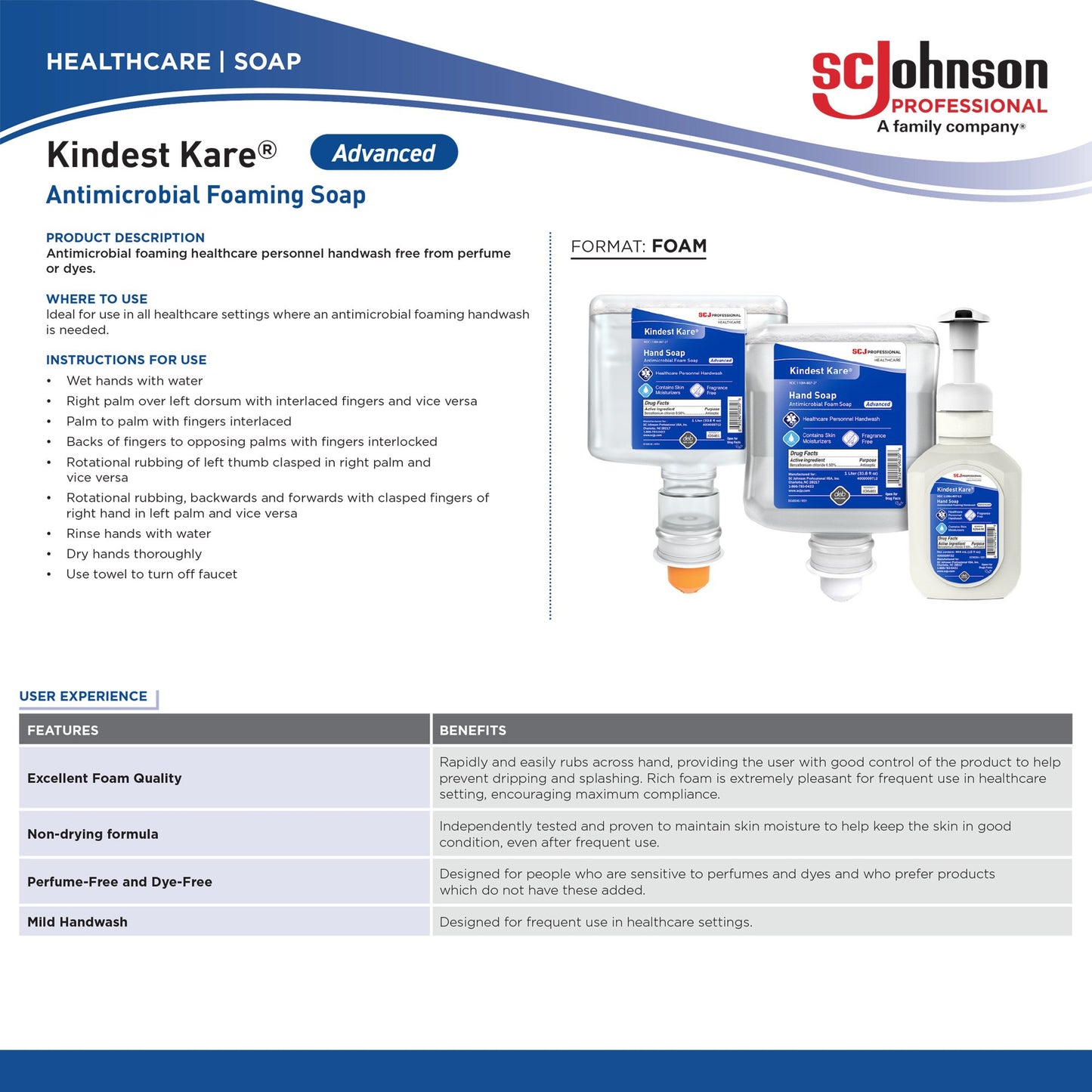 HANDWASH, KINDEST KARE ADVANCED FOAMING 1L (6/CS)