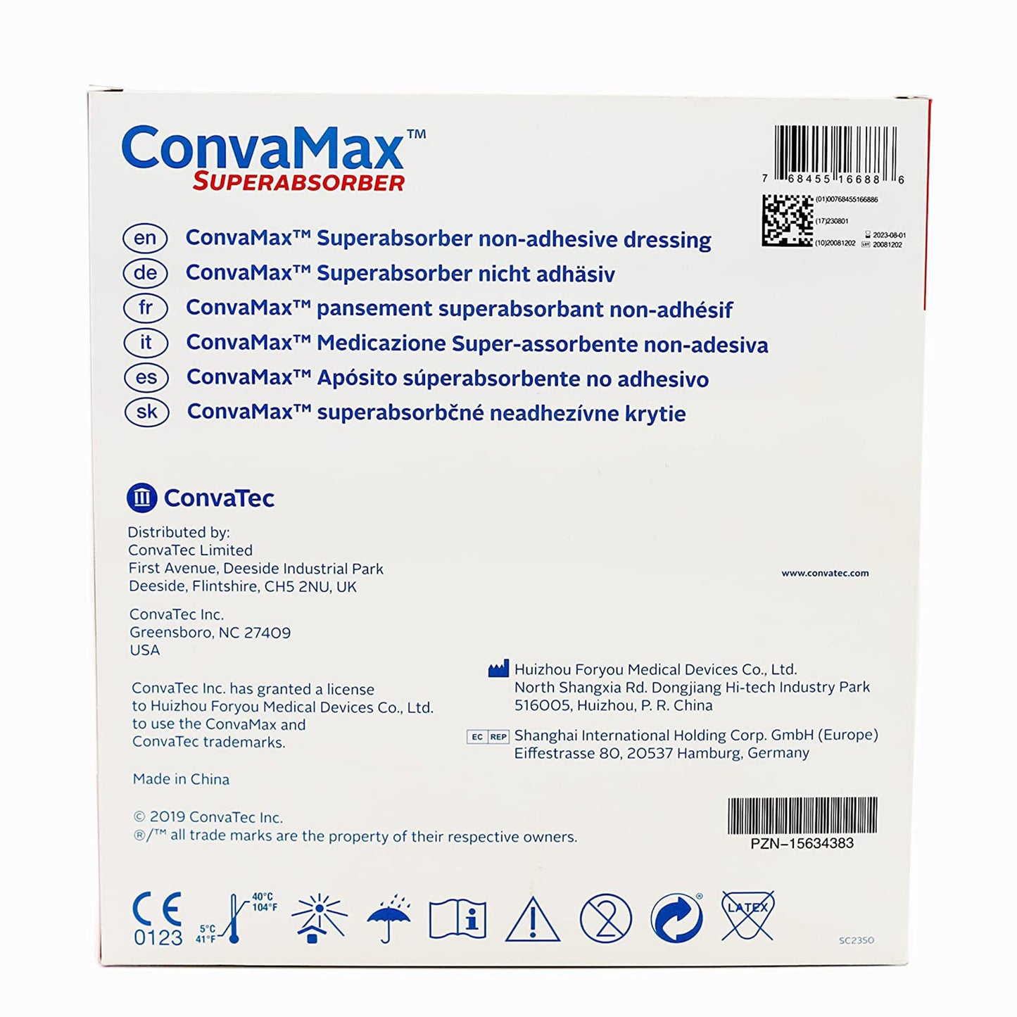 DRESSING, WOUND CONVAMAX SUPERABSRB N/ADH 8"X8" (10/BX)