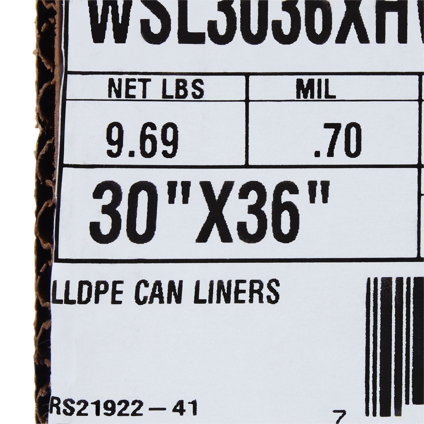 LINER, CAN WHT 0.70MIL 30"X36"30GL (200/CS)