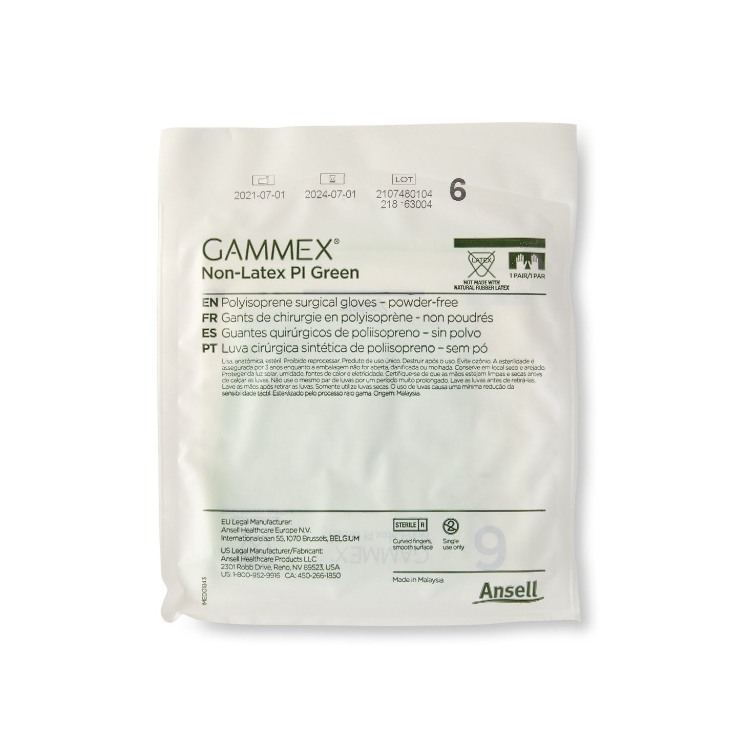 GLOVE, SURG PLYISO 6.0 STR2 SMTH CHEMO (50PR/BX 4BX/CS)