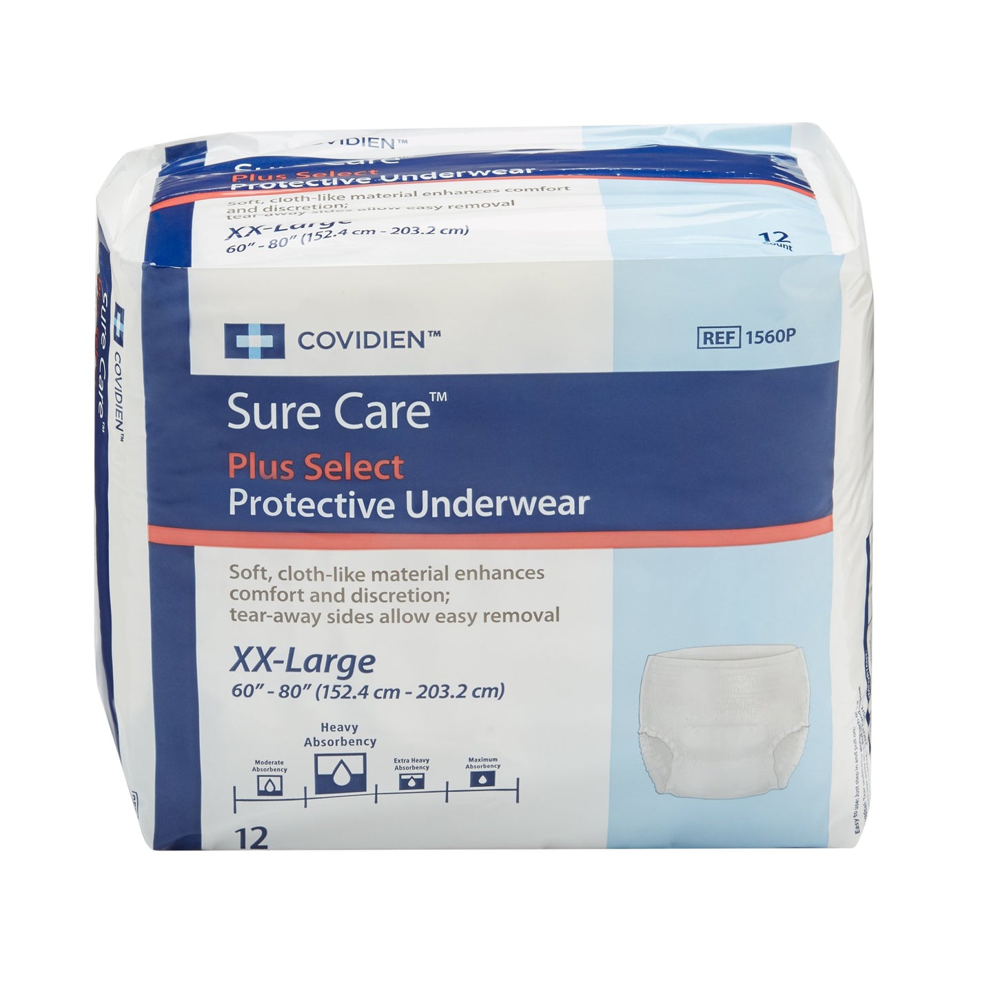 UNDERWEAR, PROTECTIVE HEAVY ABSRB 60"-80" 2XLG (12/BG 4BG/C