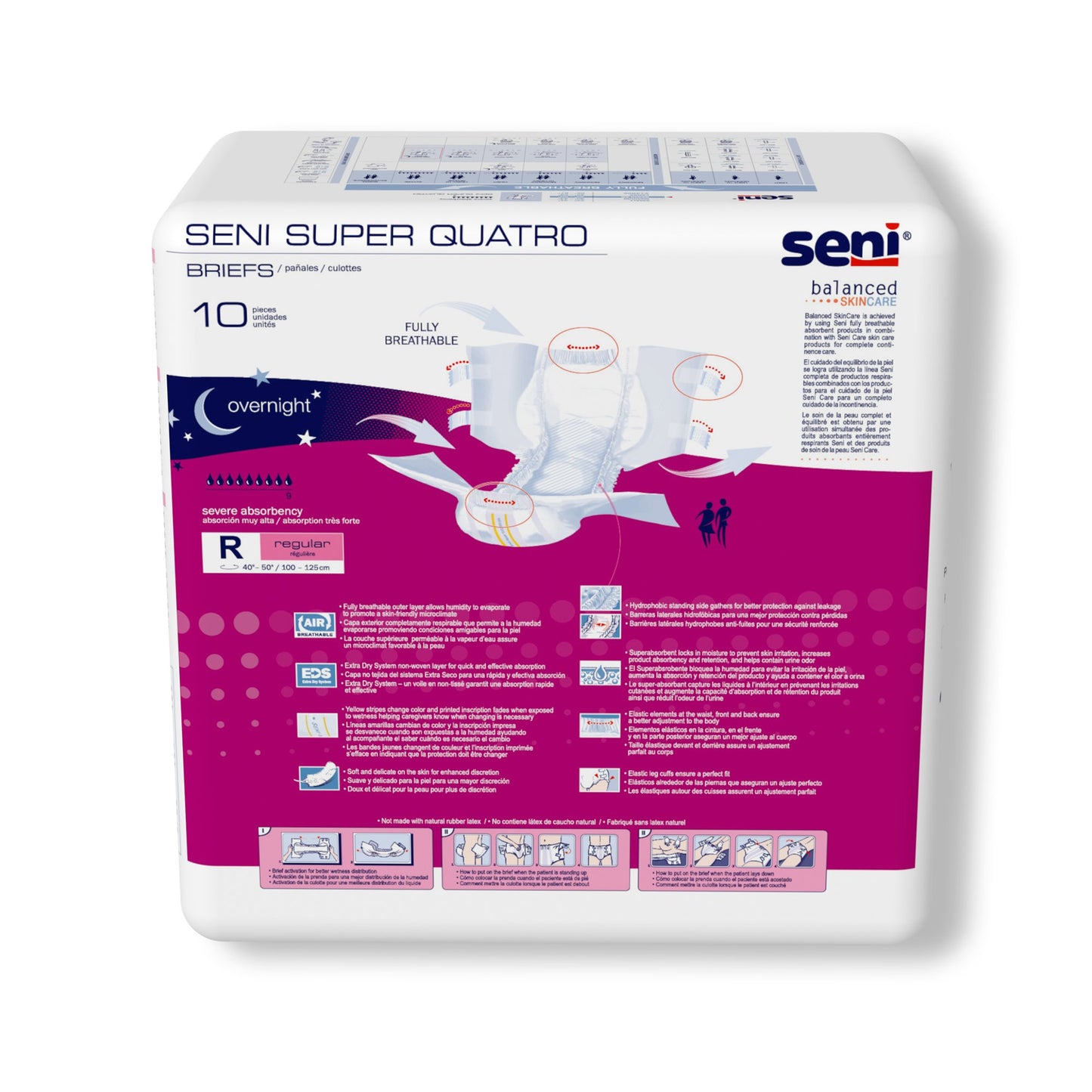 BRIEF, INCONT SENI SUPER QUATRO REG 40"-50" (10/PK 4PK/CS)