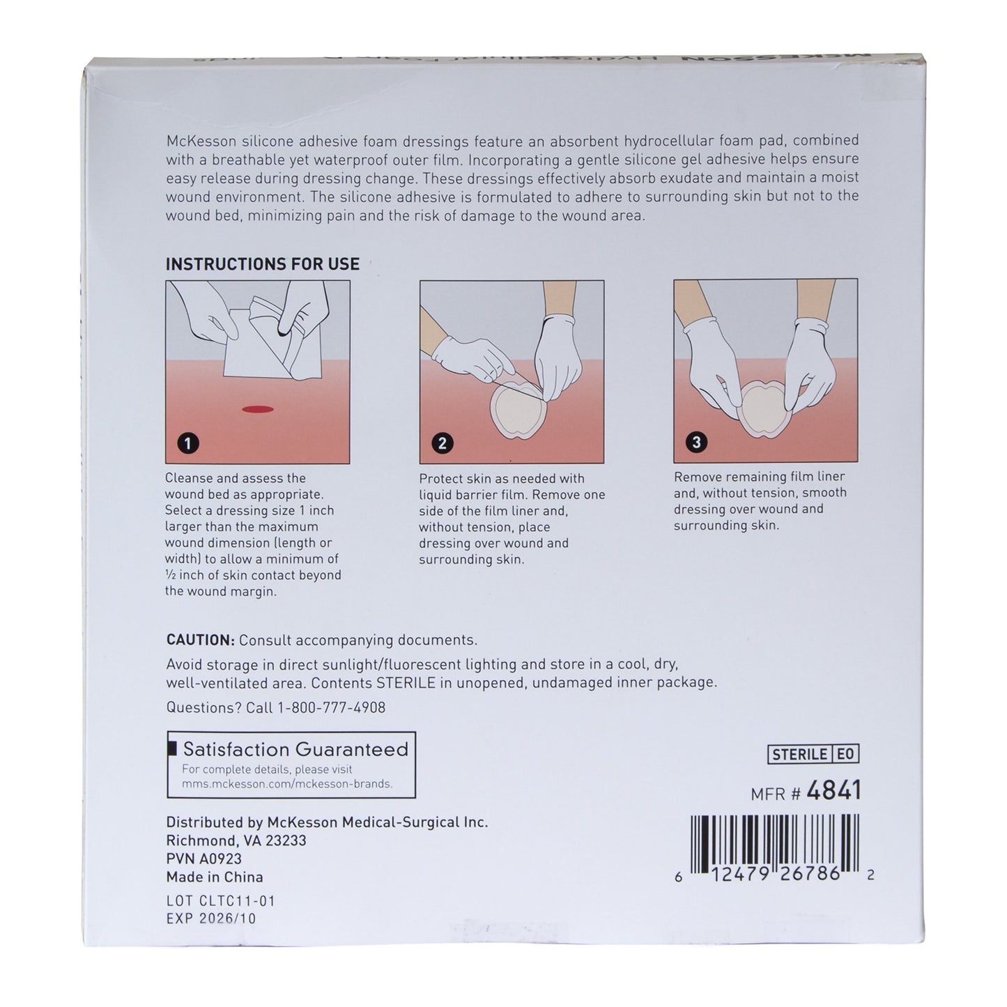 FOAM, ADH SIL W/BORDER SACRAL 9"X9" (5/BX 10BX/CS)