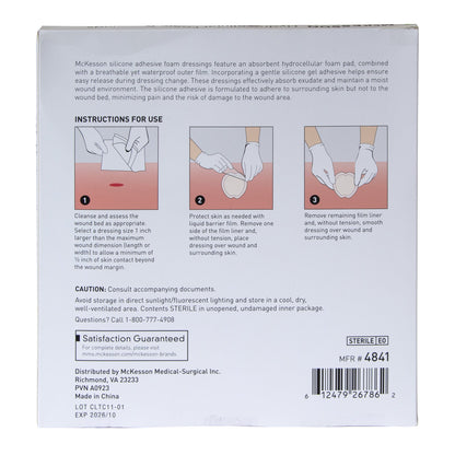 FOAM, ADH SIL W/BORDER SACRAL 9"X9" (5/BX 10BX/CS)