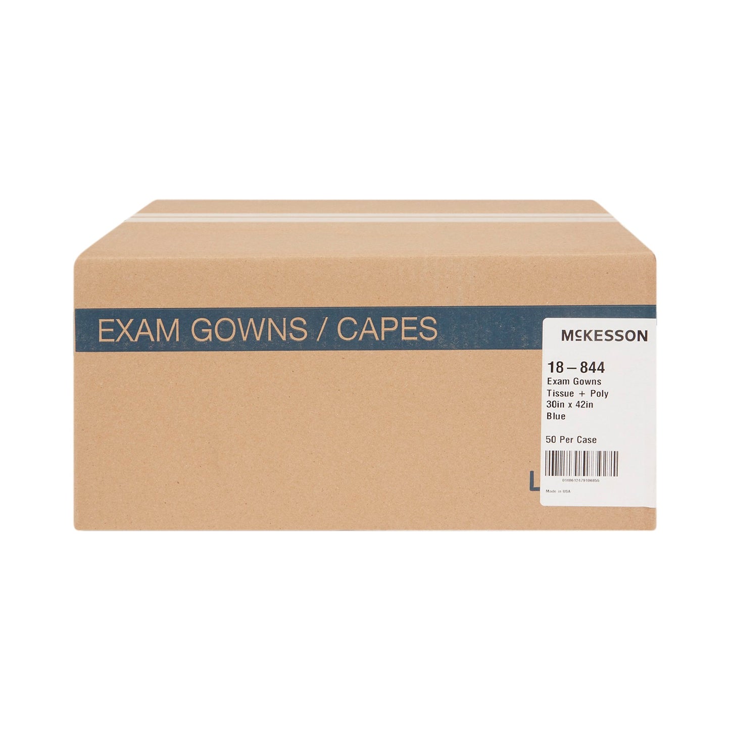 GOWN, EXAM P/T/P OUT F/B OPN BLU (50/CS)