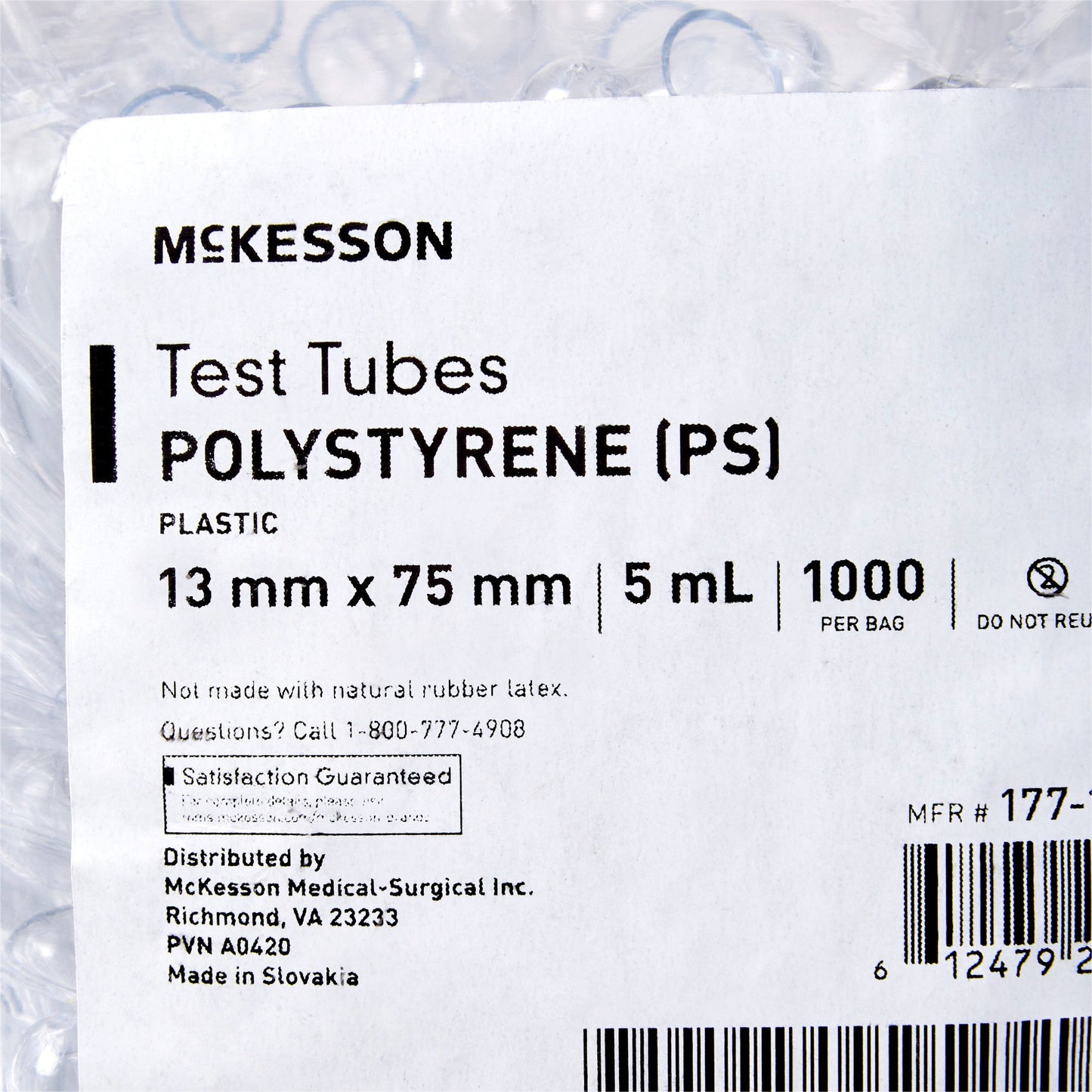 TUBE, POLYSTYRENE 13X75MM (1000/BG 4BG/CS)
