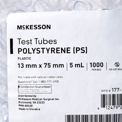 TUBE, POLYSTYRENE 13X75MM (1000/BG 4BG/CS)