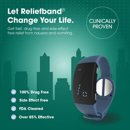 WRISTBAND, ANTI-NAUSEA RELIEFBAND PREM DENIM SLATE BLU (24/C