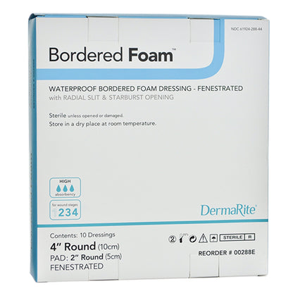 DRESSING, FOAM DERMARITE ROUNDBORDER 4" (10/BX)