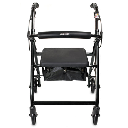 WALKER, ROLLATOR LTWT FOLDING ALUM W/6" WHLS BLK 300LB
