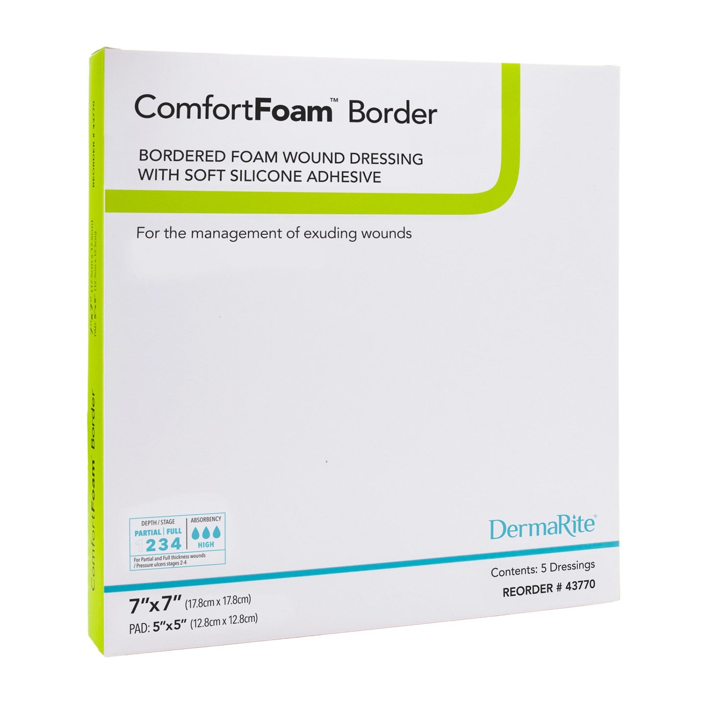 DRESSING, COMFORT FOAM BORDER 7"X7" (5/BX)