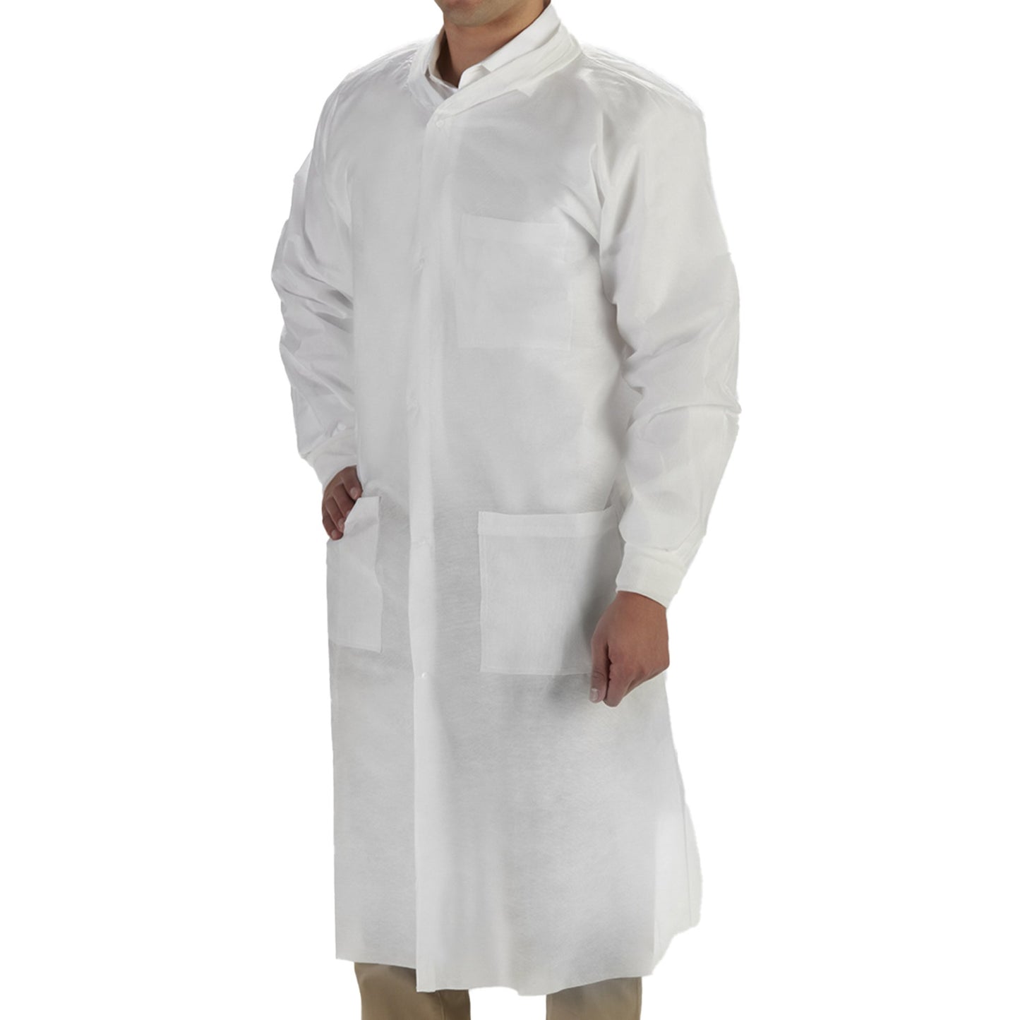 COAT, LAB LABMATES 3PCKT KNIT COLLAR CUFFS WHT 2XLG (10/BG)