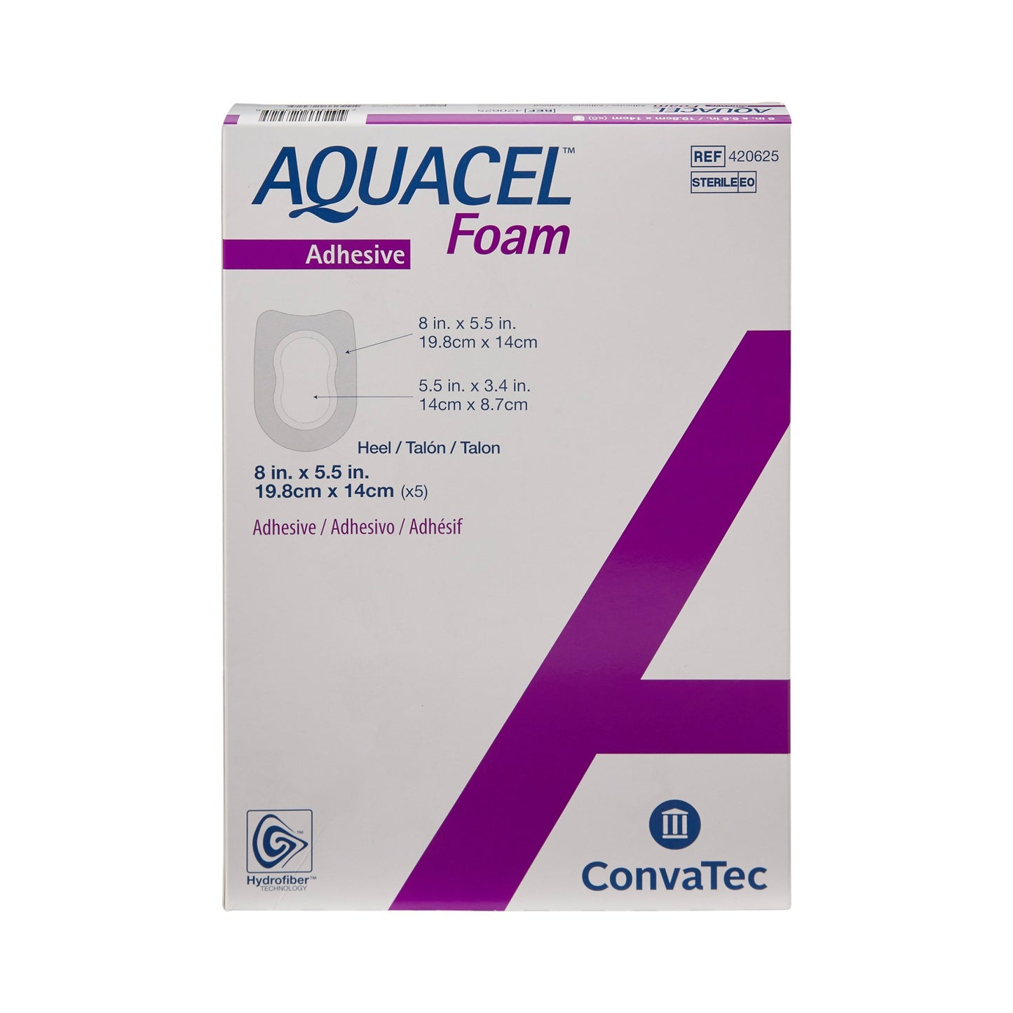 DRESSING, HEEL AQUACEL ADH FM 8X5.5" (5/BX)
