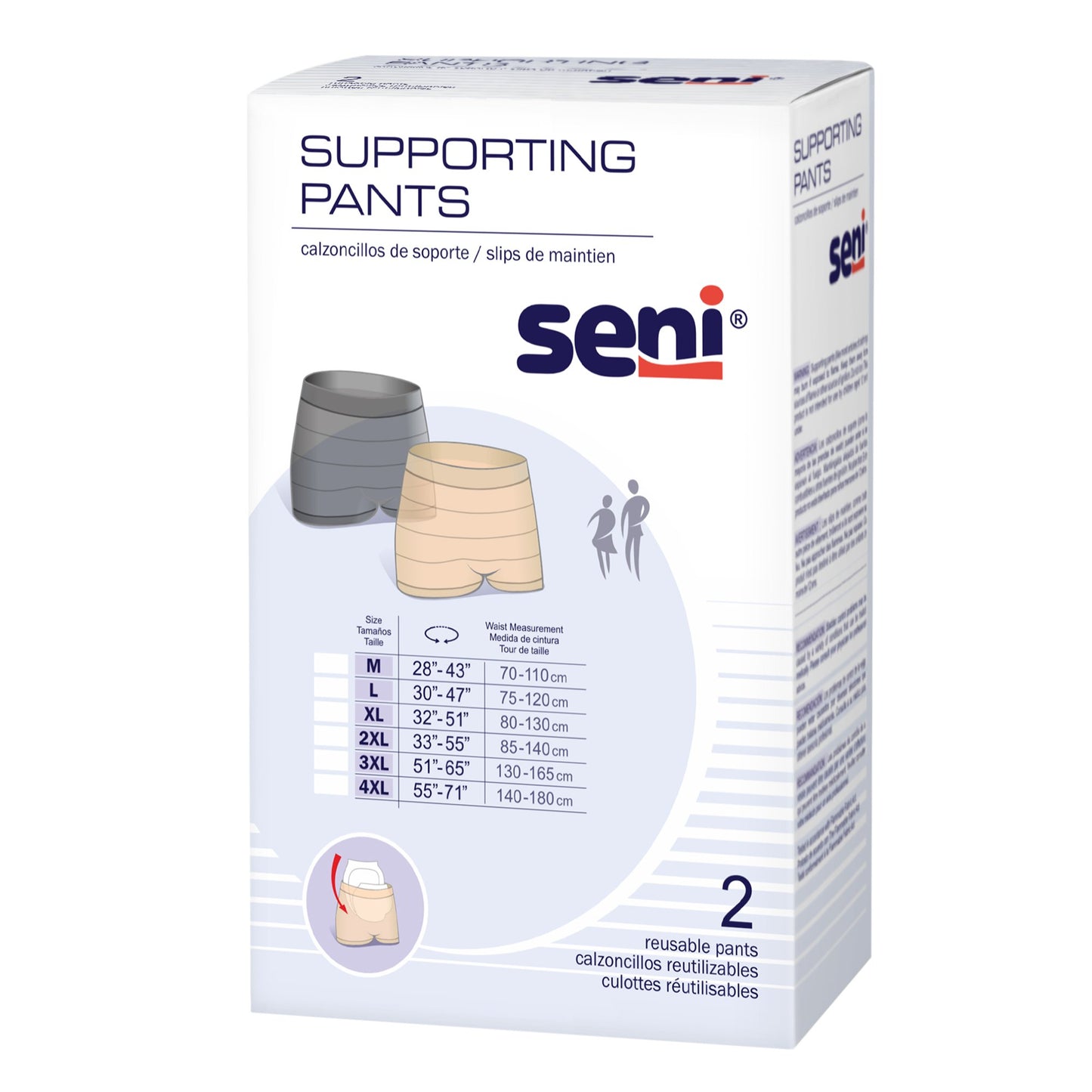 UNDERWEAR, SENI SUPPORTING NUDE/BLK 4XLG (2/PK 16PK/CS)