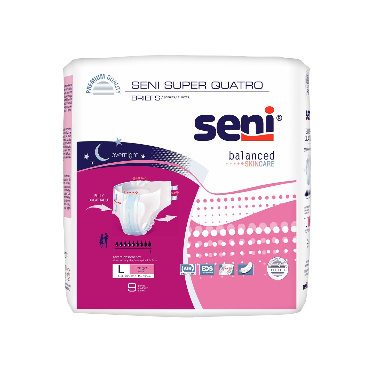 BRIEF, INCONT SENI SUPER QUATRO LG 45-59" (9/PK 4PK/CS)